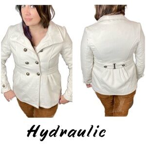 Hydraulic white double breasted peacoat winter